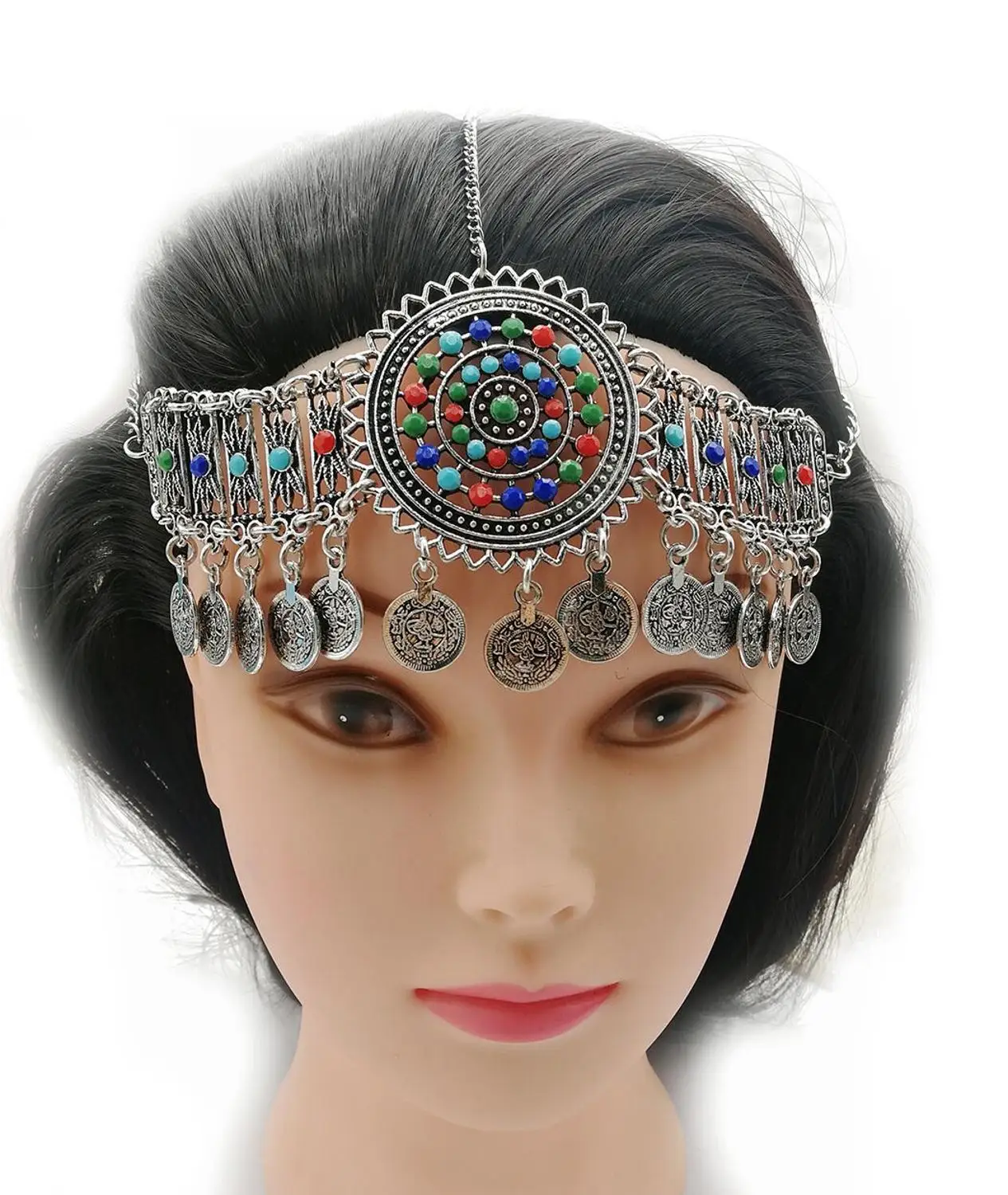 

Bead Coin Tassel Dance Head Chain Headpiece Bracelet Earrings Bohemian Gypsy Ethnic Tribal Bridal Hair Accessories Jewelry Sets