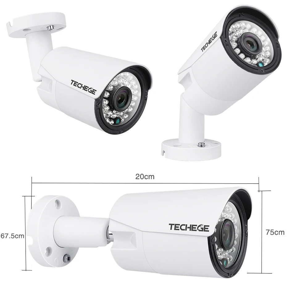  Techege 8CH 1080P POE NVR kit 2MP Audio PoE IP Camera H.265 CCTV System Outdoor Waterproof Email Al