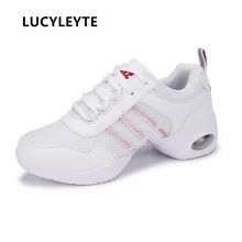 Белые туфли для танцев на квадратном каблуке; сезон весна-лето; Женская легкая дышащая обувь с мягкой подошвой; Танцевальная обувь для взрослых; женская обувь для фитнеса