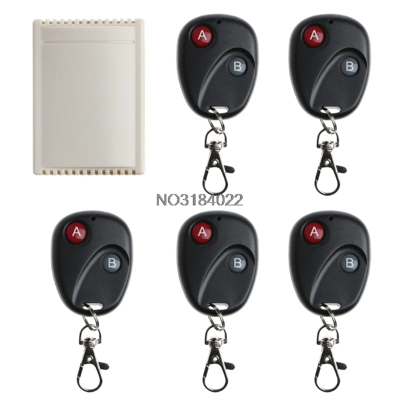 

DC12V 2CH Wireless Remote Control Switch Receiver 5 Transmitters For Garage Door