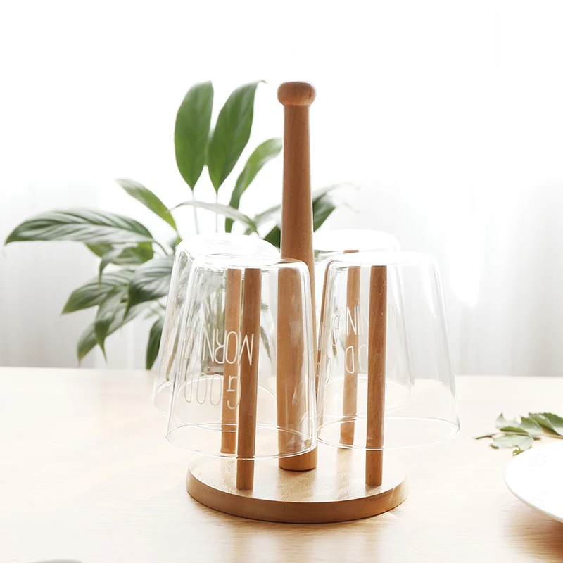 Япония стиль бука долото-держатель стакана воды кружка кухня бытовые подвесные полки твердой древесины держатель для хранения