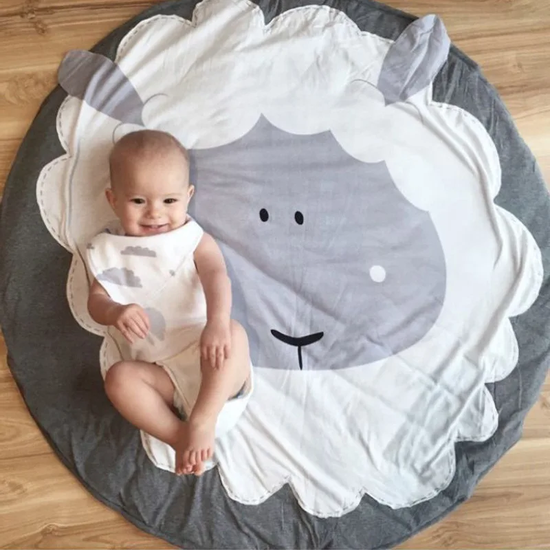 Милые Мультяшные Овцы Детские наколенники для ползания одеяло хлопок в скандинавском стиле круглые игровые коврики ковер игровой коврик Детская комната Декор