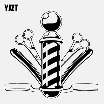 

YJZT 14.8CM*13.9CM Barber Shop Comb Scissor Haircut Vinyl High Quality Car Sticker C22-0079