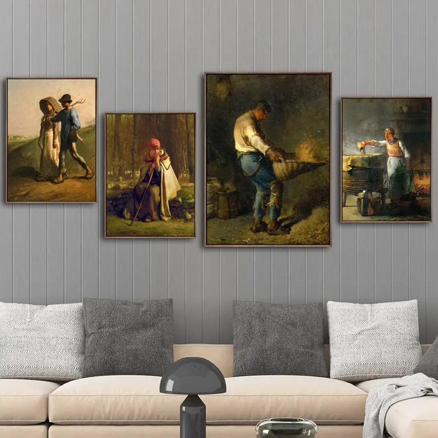 

Home Decoration Print Canvas Art Wall Pictures Poster Canvas Printings Paintings French Jean Francois Millet THe Woman