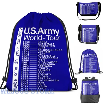 

Funny graphic print shoulder Bags women US Army World Tour Single shoulder backpack travel for men Gym Bag