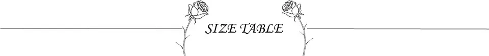 SIZE TABLE2