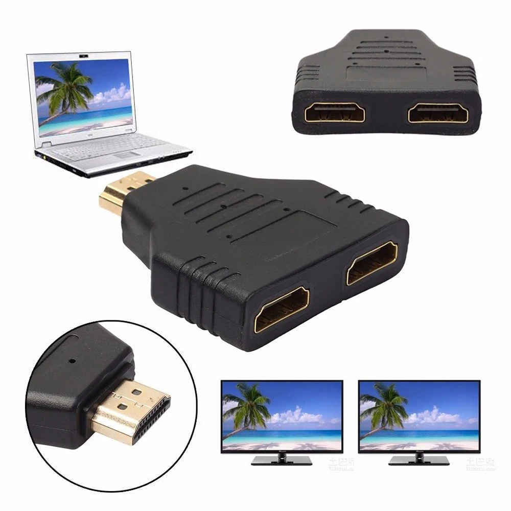New HDMI 1 in 2 Out 1080P HDMI Splitter Adapter Converter For PS4 Xbox
