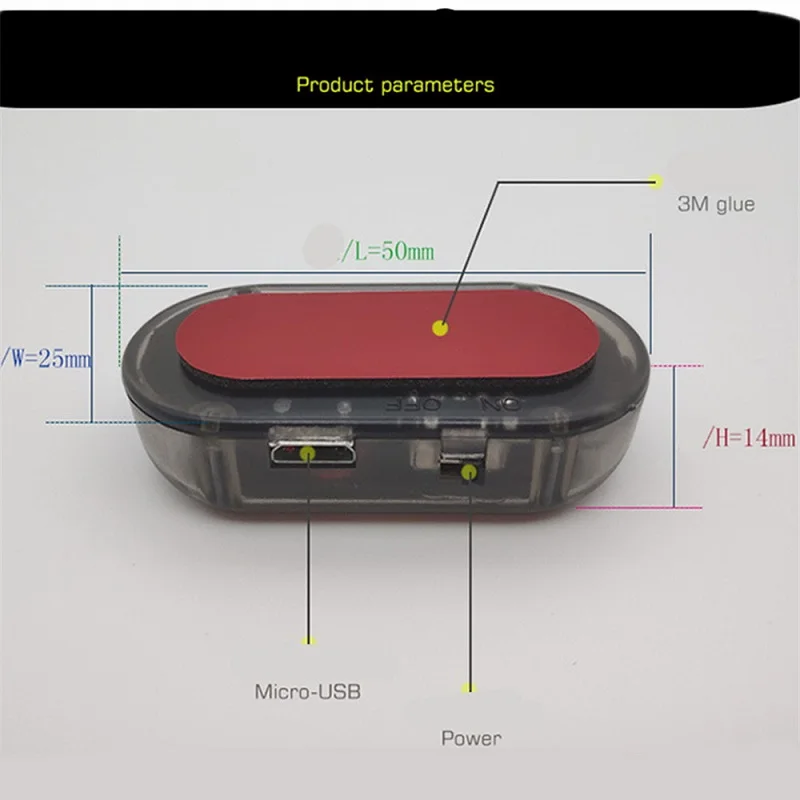 Солнечная USB мощная Автомобильная сигнальная лампа противокражная Вспышка