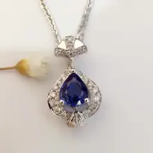 0.786ct+0.118ct 18K White Gold Natural Sapphire and Pendant Necklace Diamond inlaid 2016 Factory Direct New Arrival Fine Jewelry