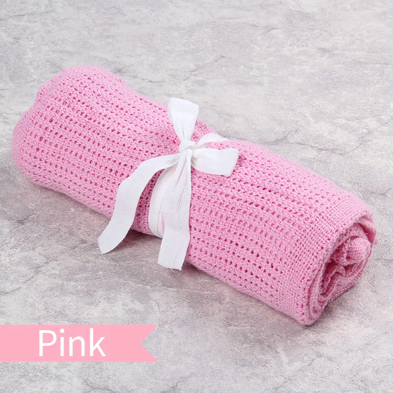 Хлопковое детское хлопчатобумажное одеяльце одеяльца для новорожденных пеленание детское банное полотенце дышащее Вязаное детское одеяло - Цвет: Pink
