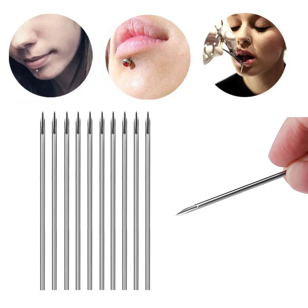 1/10pcs 12/14/16/18/20g Piercing Needles Supply Lip Ear Nose Disposable