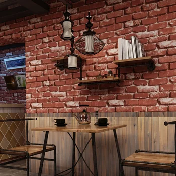 

3 D Brick Wall Paper Roll Grey Red Vinyl PVC Vintage Stone Wallpaper for Office Store Walls Papel Pintado papel de parede tijolo