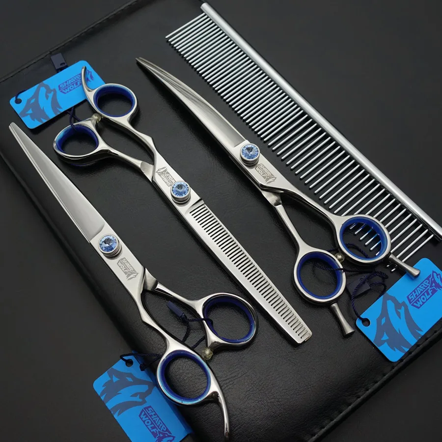 

7.0in. high quality LEFT-HANDED Professional Pet Grooming Scissors set,Straight & Thinning & Curved scissors set with Comb,D530