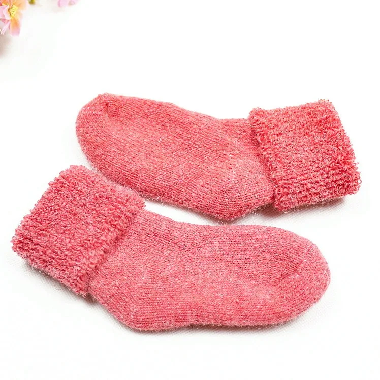 Детские носки зимние детские милые толстые шерстяные носки хлопковые гетры для малышей, аксессуары, короткие носки для мальчиков и девочек брендовые От 0 до 6 лет - Цвет: Watermelon