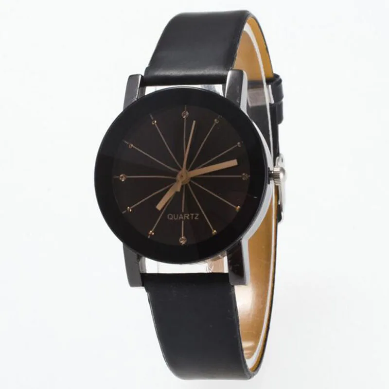 Fashion Couple Watch Leather Lover Watch Classic Black Creative Couple Gift Geometry Quartz Luxury Band Casual Watch