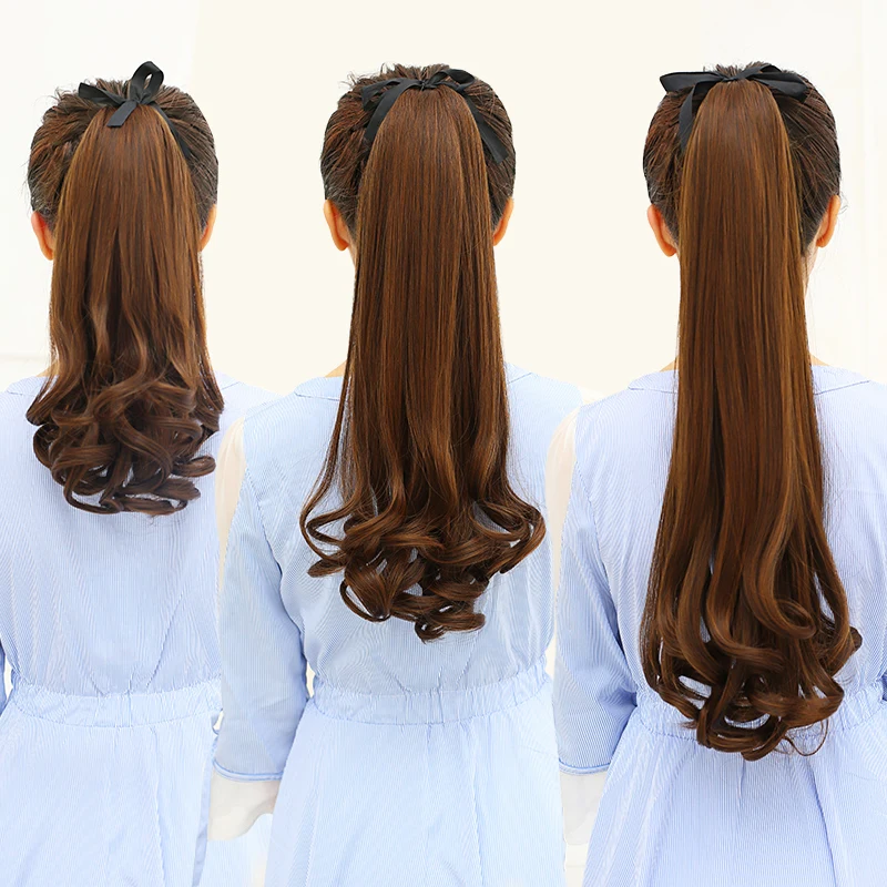 

WTB Long Wavy Synthetic Drawstring Ponytail for Women Clip in Hair Extensions Curly Style Hairpieces Hairstyle 3 Sizes