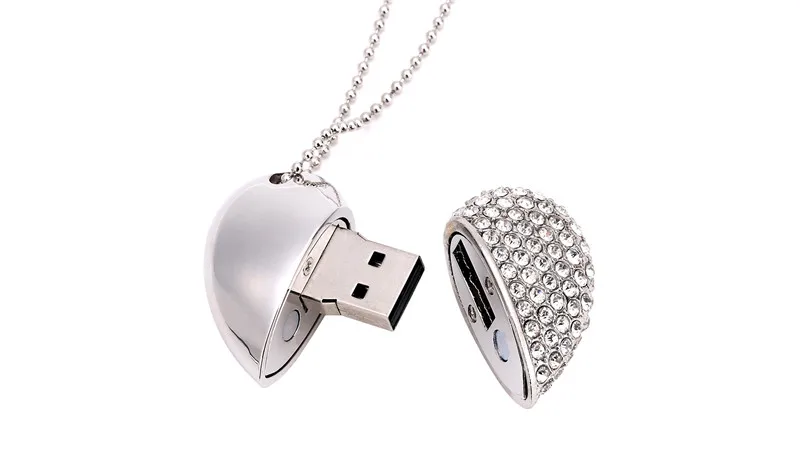 JASTER металлическая Алмазная любовь Флешка в форме сердца флеш-накопители сердца с цепочкой Флешка 4 ГБ 8 ГБ 16 ГБ 32 ГБ ожерелье карта памяти