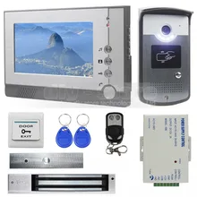 DIYSECUR Magnetic Lock 7 inch TFT Color Video Door Phone Visual Intercom Doorbell ID Unlocking RFID LED Night Vision Camera