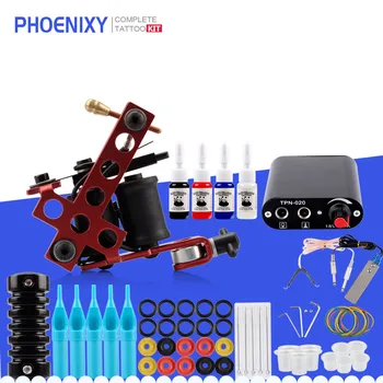 

Beginner Tattoo Kit 8 Wrap Coils Machine Gun 4 Colors Tattoo Ink Sets Needles Grips Supplies Permanent Makeup Tattoo Machine Set