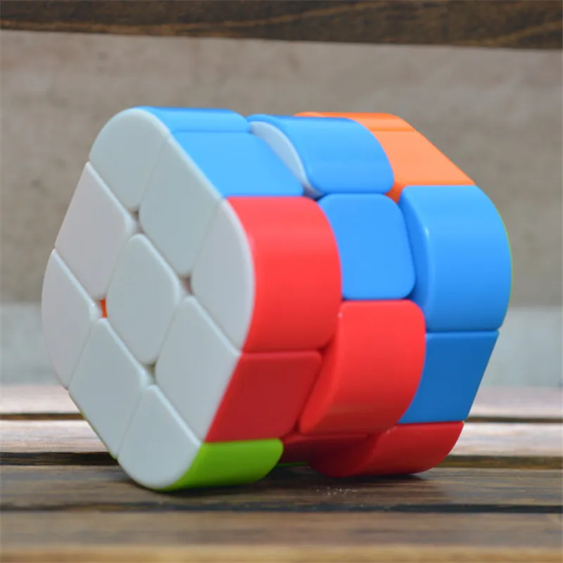 LeFun Четырехсторонние цилиндр Магический кубик 3х3х3, Stickerless Cubo Magico, головоломка твист игрушка Скорость, подарок ко дню рождения с безопасный АБС-пластик