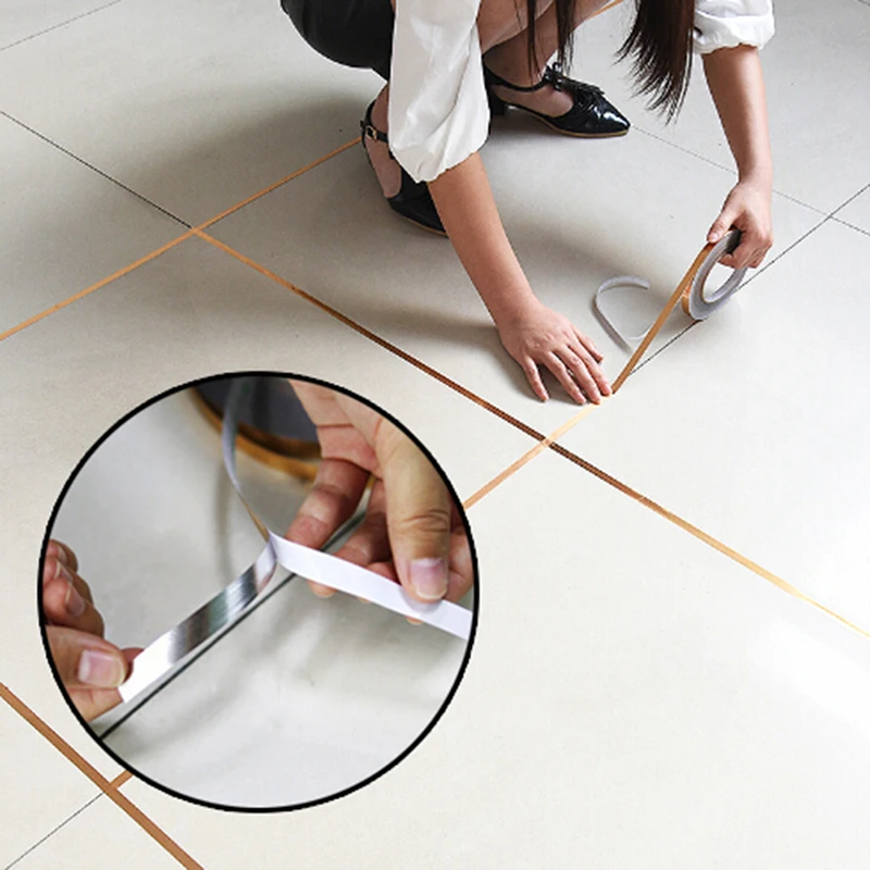 

50Meters Waterproof Copper Foil Tape Adhesive Floor Tile Beauty Seam Sticker