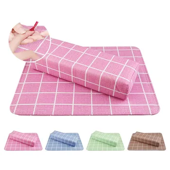 

Macaron Checked And Striped Hand Cushion Table With Square Nail Cushion Soft material function, professional nail products. #ZF