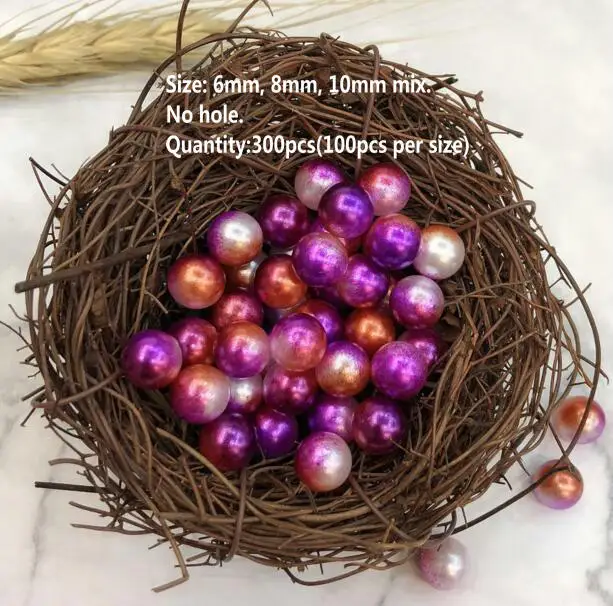 purple 300 шт 6 мм 8 мм жемчужные бусины DIY Смола шейкер ювелирные изделия материал поддельные Boba Slime Art 10 мм Русалка Синий Розовый бисер для одежды аксессуары - Цвет: purple