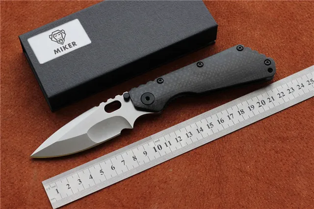 MIKER SMF Folding Knife D7 blade Carbon fiber Titanium handle ...