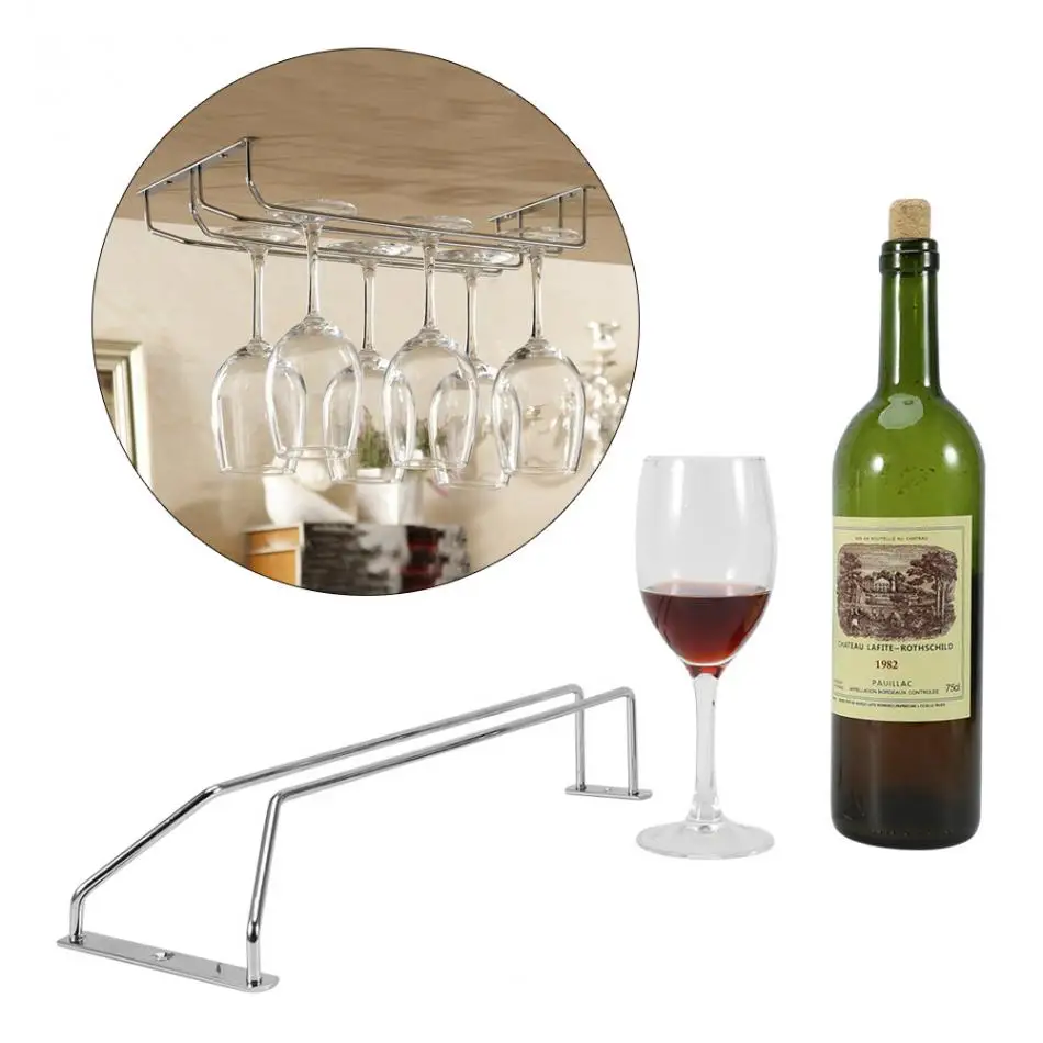Stainless Steel Whisky Wine Cup Rack Holder Wine Glass Hanging Shelf