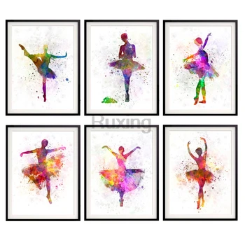 

Full Square Drill Diamond Painting Watercolor splash ballet dancer Diamond Embroidery Cross Stitch Handicraft mural decoration5D