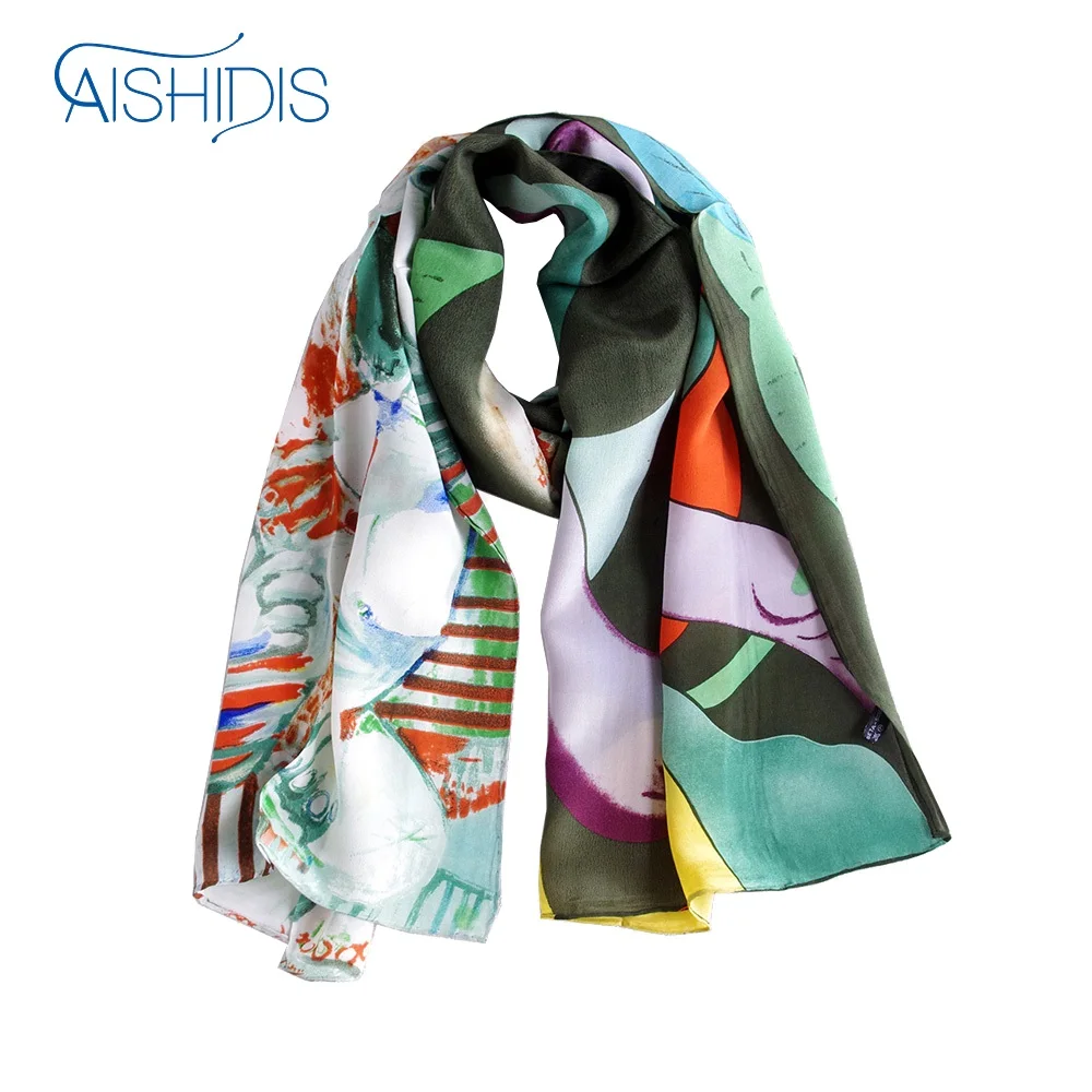 Long Genuine Silk Wrap Shawl Scarf Drape Softness Cool Feeling