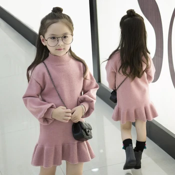 

2020 Autumn Winter Girls Wool Knitted Sweater Baby Girl dress Girls Dresses For Party And Wedding Baby Girl Clothes