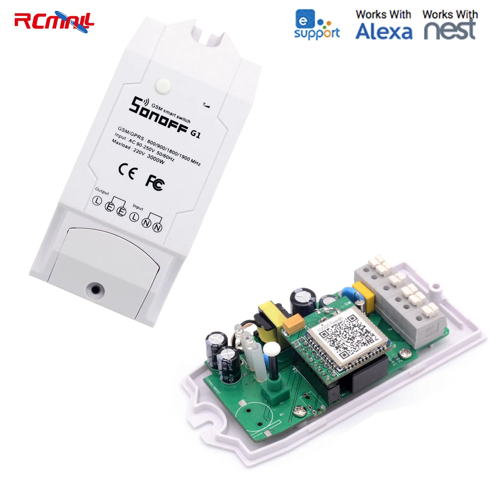 

RCmall Sonoff G1 GPRS GSM Remote Power Smart Switch Support SIM card eWelink for Greenhouse Pet Feeding FZ2266
