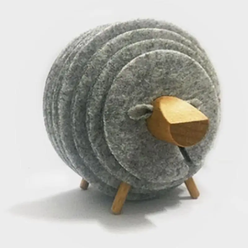 Овцы противоскользящие подстаканники подставки изолированные круглые войлочные подстаканники японский стиль креативный домашний офисный декор художественные ремесла подарок, Lig