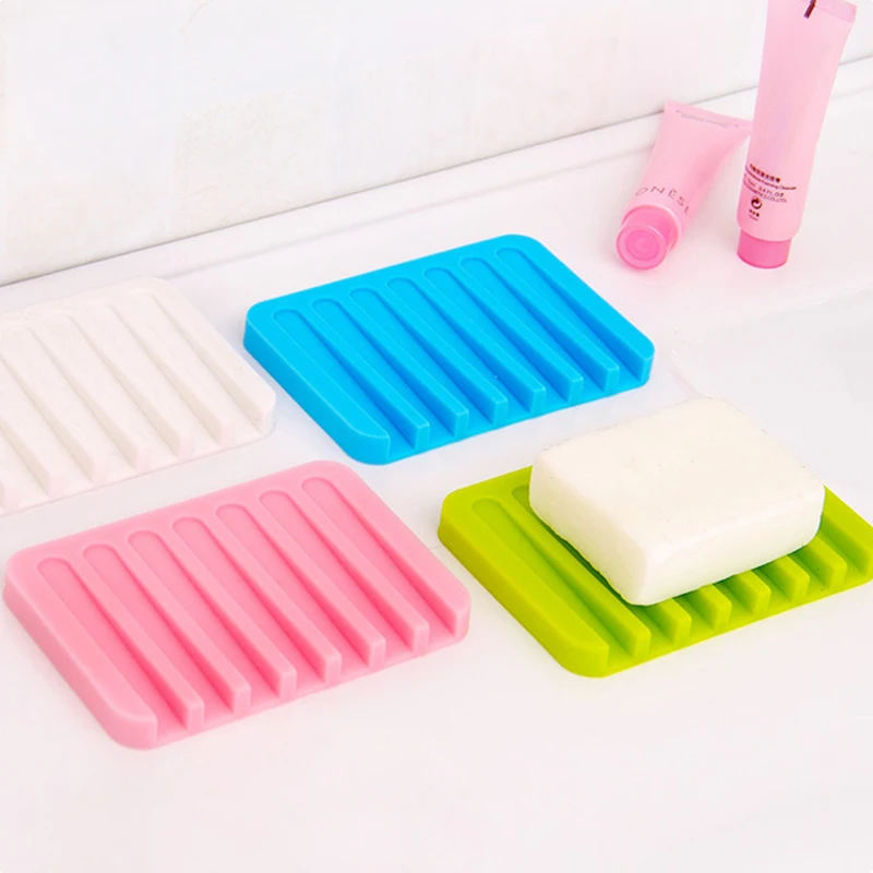 1pcs Silicone Soap Box Plastic Soap Holder Rack Travel Soap Dishes