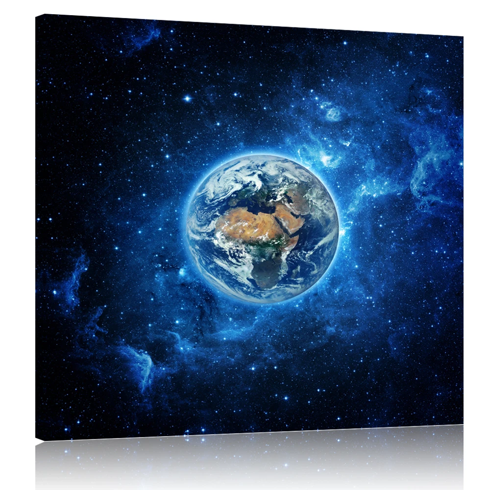 Visual Art Decor Starry Blue Space Earth Canvas Prints Home Wall