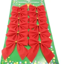 12 шт Рождественская елка красный Рождественский бантик банты наружные новогодние украшения