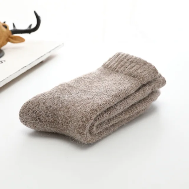 Super Thicker Solid Socks Merino Wool Rabbit Socks Against Cold Snow Russia Winter Warm Funny Happy Male Men Socks khaki socks 02