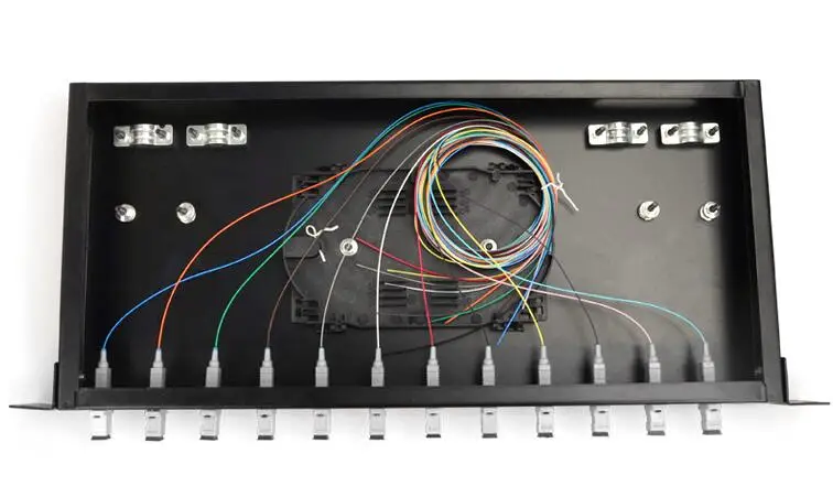 Допускаемая нагрузка волоконно-оптическая Клеммная коробка 12 волокон с серый переходники SC и OM2 волоконные кабельные выводы