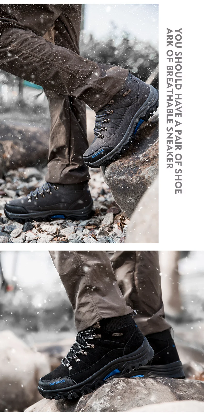 à prova dwaterproof água sapatos de inverno para homens ao ar livre botas