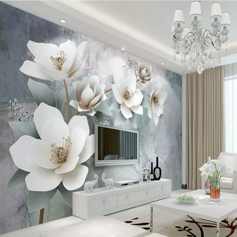 Пользовательские 3D фрески обои 3D винтажные тисненые цветы ТВ фон настенная ткань гостиная отель роскошный Декор рулон обоев