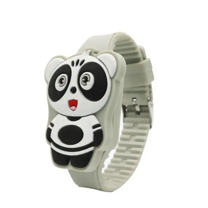 1 шт. дети светодиодные электронные часы силиконовой лентой мультфильм панда флип чехол наручные часы прекрасный подарок LXH