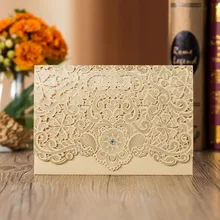 50pcs Gold Laser Cut Diamond Wedding Invitations Card Elegant Greeting Card Envelopes Wedding Favor Birthday Party Decoration