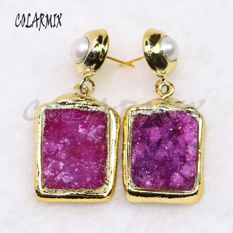 5 пар druzy серьги из натурального камня смешанные цвета ювелирные изделия камень