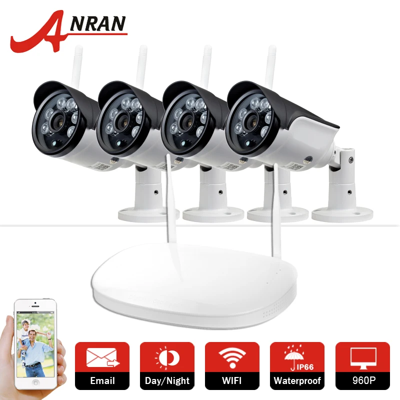 

ANRAN 720P HD Wireless CCTV Camera Security System Plug and Play 4CH NVR WIFI Outdoor IP Camera Video Surveillance Kit