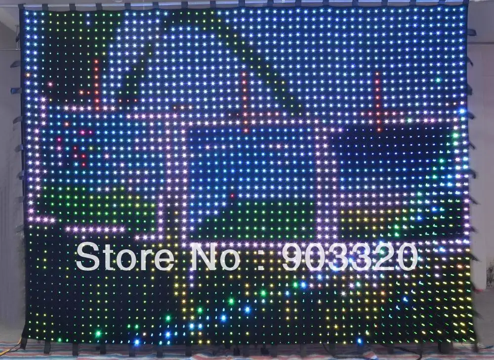 

HOT Flexible P18 2M*4M 11*22 242 LEDS PC Control LED Vision Curtain,LED Vision Cloth,LED Video Curtain For Concert,DJ Booth