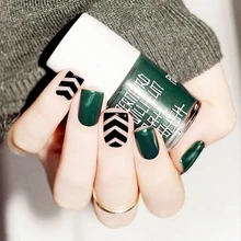

24pcs/set fashion style Dark green stripes full set of fake nail resin false nail with designs Press on nails with glue A115