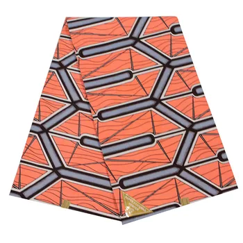

Orange Ankara Stripe Cotton Fabric Fashionable Real Wax African Batik Cloth Fabric For Women Dress Suit Nigerian Wax Fabric