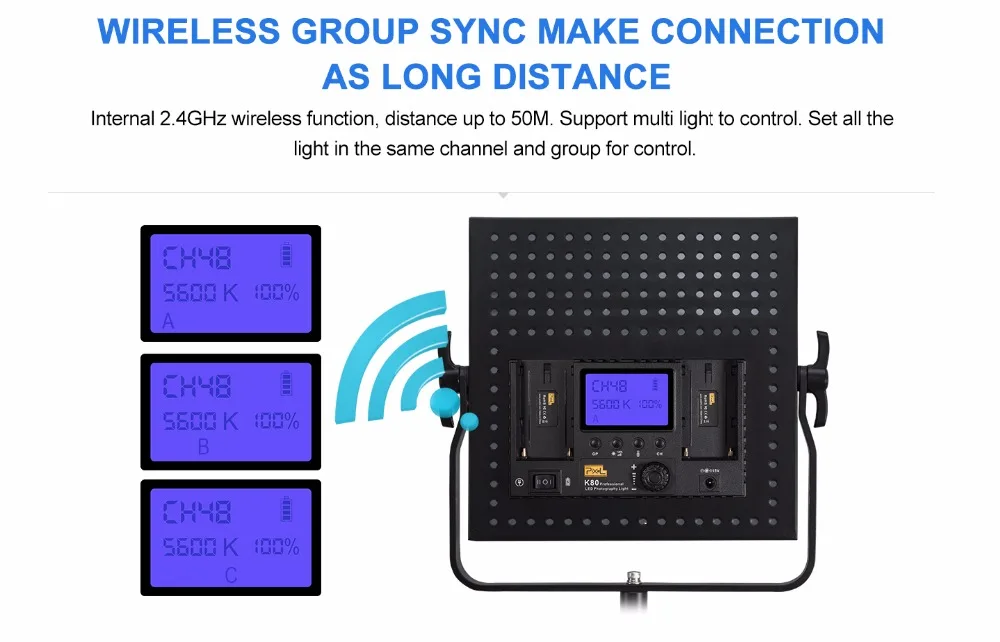 Pixel K80 Профессиональная фотография 2,4G Беспроводная передача светодиодный светильник наружный светильник для фото свадебная фотография видео светильник