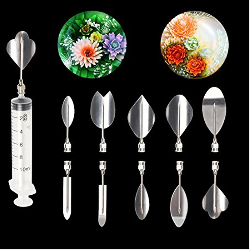 10Pcs/set Stainless Steel Jelly Cake Needles Coming with One 10ml